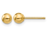 14K Yellow Gold Button Ball Stud Earrings in (4mm)